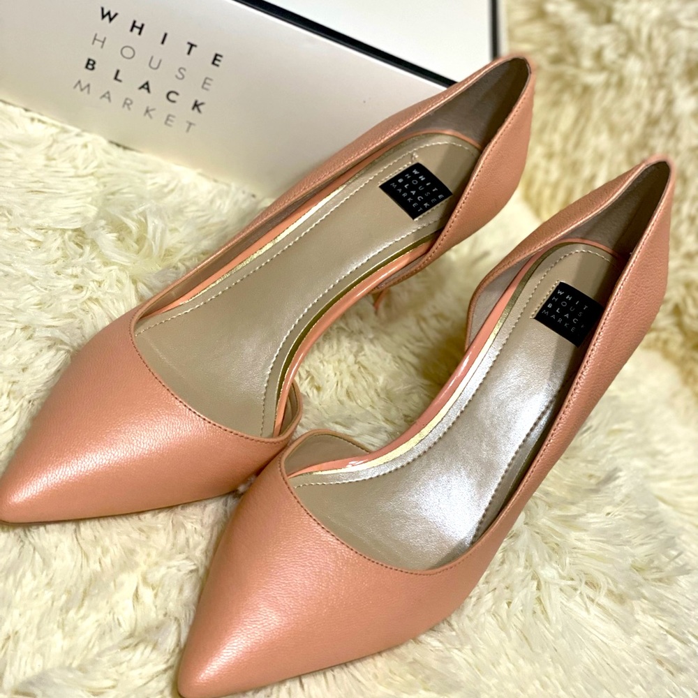 NIB White House black market peach smoothie Ella heels 9.5 with dust bags
